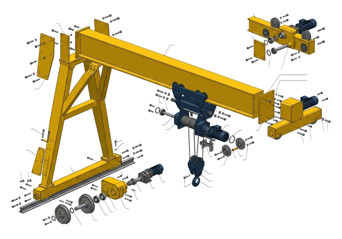 Semi-Gantry Crane - SINGLE GIRDER SEMI-GANTRY